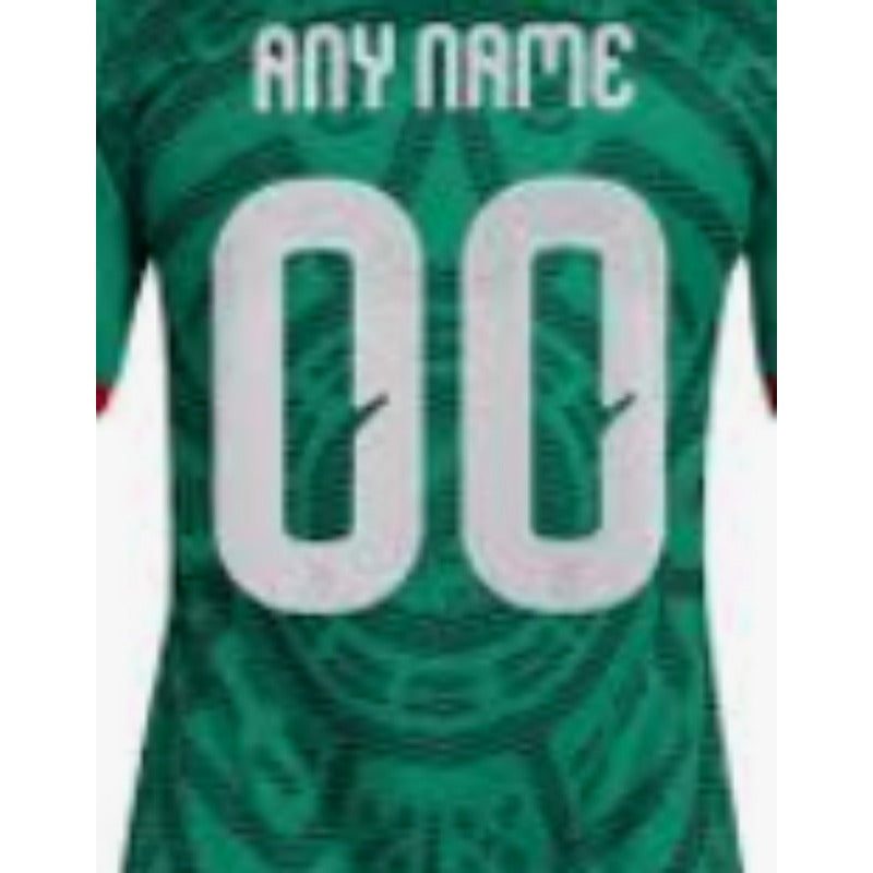 Mexico National Green Tribal Pattern Soccer Jersey, world cup Unisex Match Day Short Sleeve Uniform, Custom Name Number Sport Fan Tee