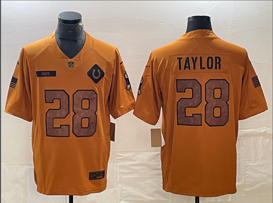 men/women/kids #28 Indianapolis Colts Jonathan Taylor 2023 Salute To Service Jersey
