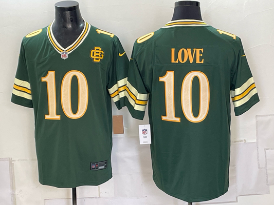 New arrival men/women/kids Green Bay Packers Jordan Love NO.10 Football Jerseys
