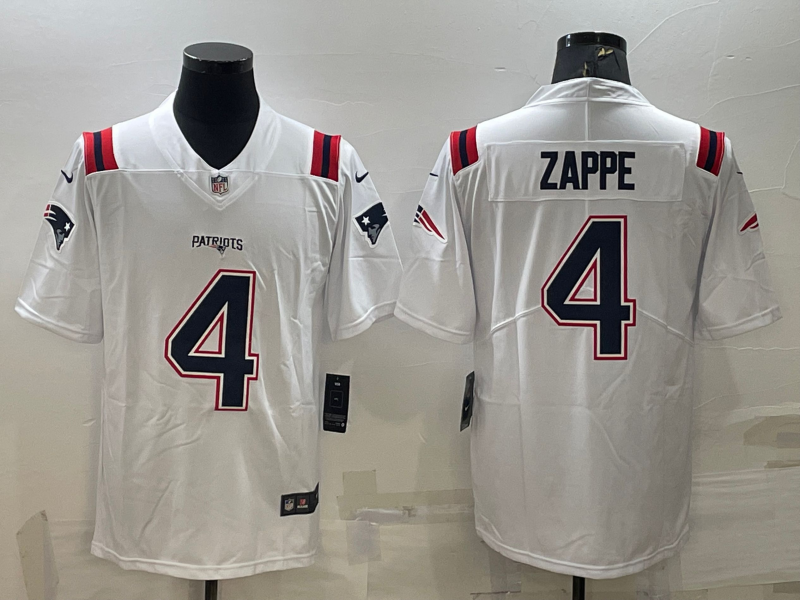 Adult New England Patriots Bailey Zappe NO.4 Football Jerseys