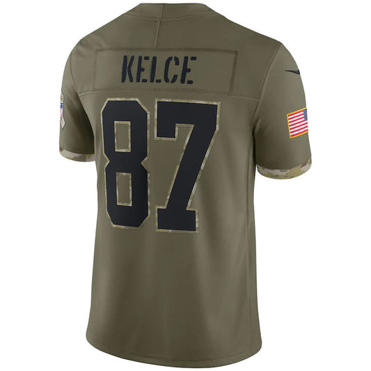 men/women/kids KC.Chiefs #87 Travis Kelce Olive 2022 Salute To Service Limited Jersey Stitched American Football Jerseys