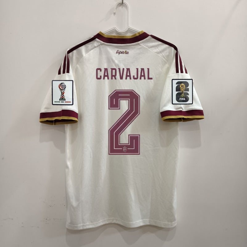 Spain Pale Yellow & Burgundy world cup Soccer Jersey | National Away Fan Match Shirt