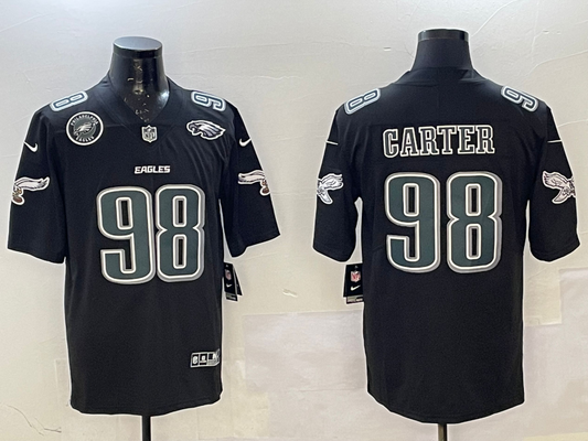 2025 NEW Fashionable black Adult Philadelphia Eagles Jalen Carter NO.98 Football Jerseys