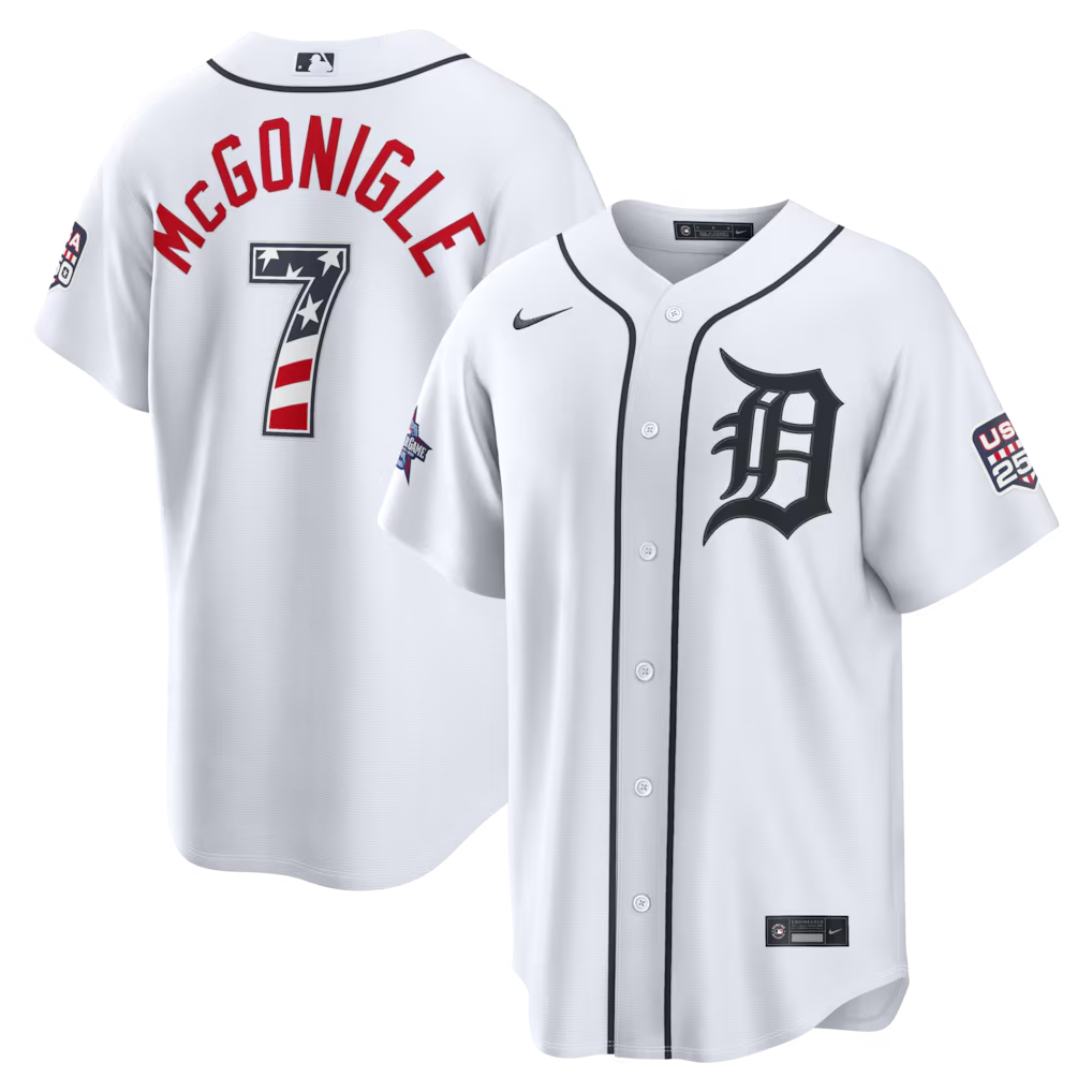 Kevin McGonigle Detroit #7 White USA 250 Stitched Jersey