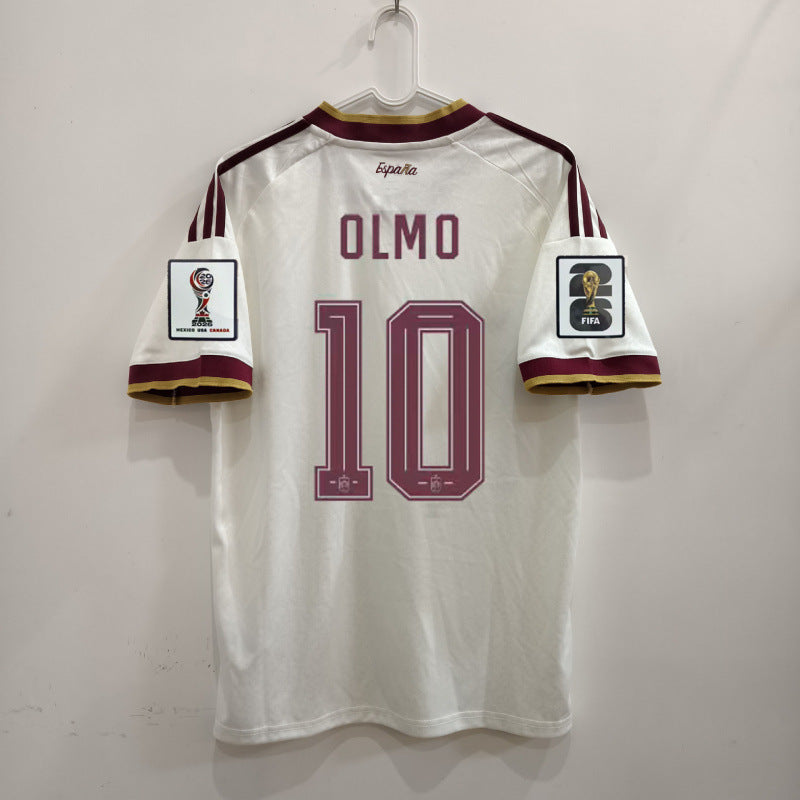 Spain Pale Yellow & Burgundy world cup Soccer Jersey | National Away Fan Match Shirt