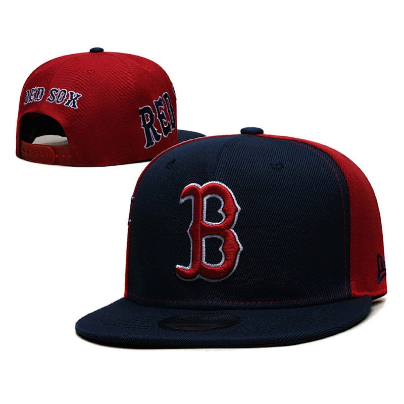 Boston City Baseball B Symbol Flat Snapback & Dad Caps, Unisex Adjustable Game Day Headwear Red Navy White Multi Color Hats