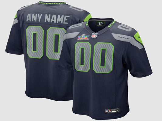 Super Bowl Adult Seattle Seahawks number and name custom Football Jerseys