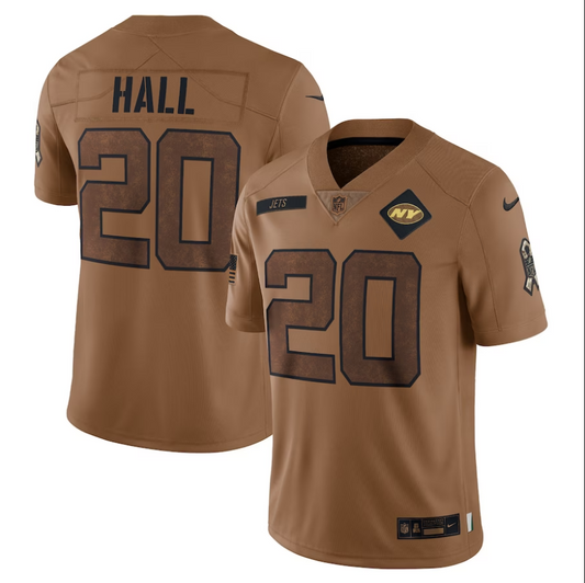 men/women/kids #20 New York Jets Breece Hall 2023 Salute To Service Jersey