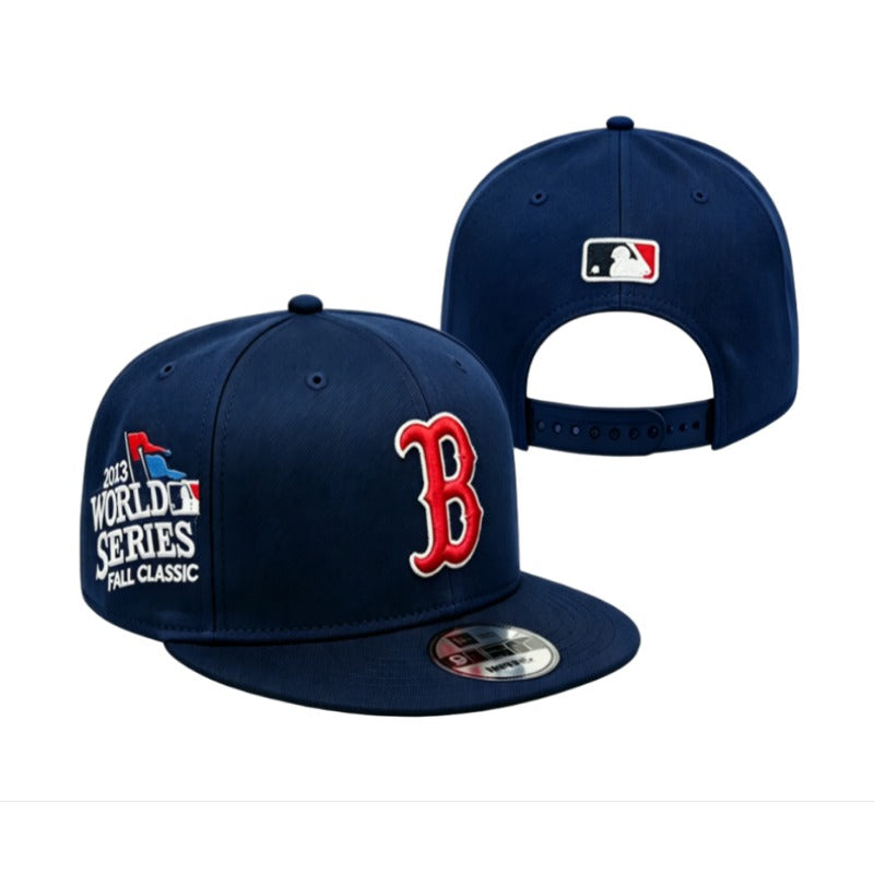 Boston City Baseball B Symbol Flat Snapback & Dad Caps, Unisex Adjustable Game Day Headwear Red Navy White Multi Color Hats