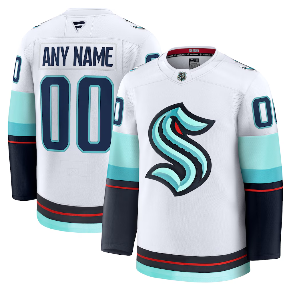 Men's Seattle Kraken Fanatics White Away Premium Custom Jersey