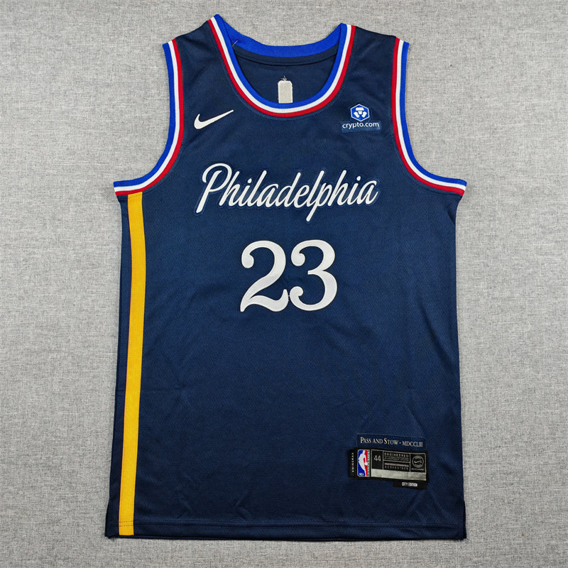 Philadelphia 76ers James #23 basketball jerseys city version dark blue