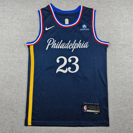 Philadelphia 76ers James #23 basketball jerseys city version dark blue