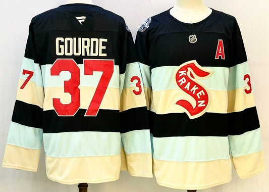Men's Seattle Kraken Yanni Gourde #37 Fanatics Blue Player Jersey
