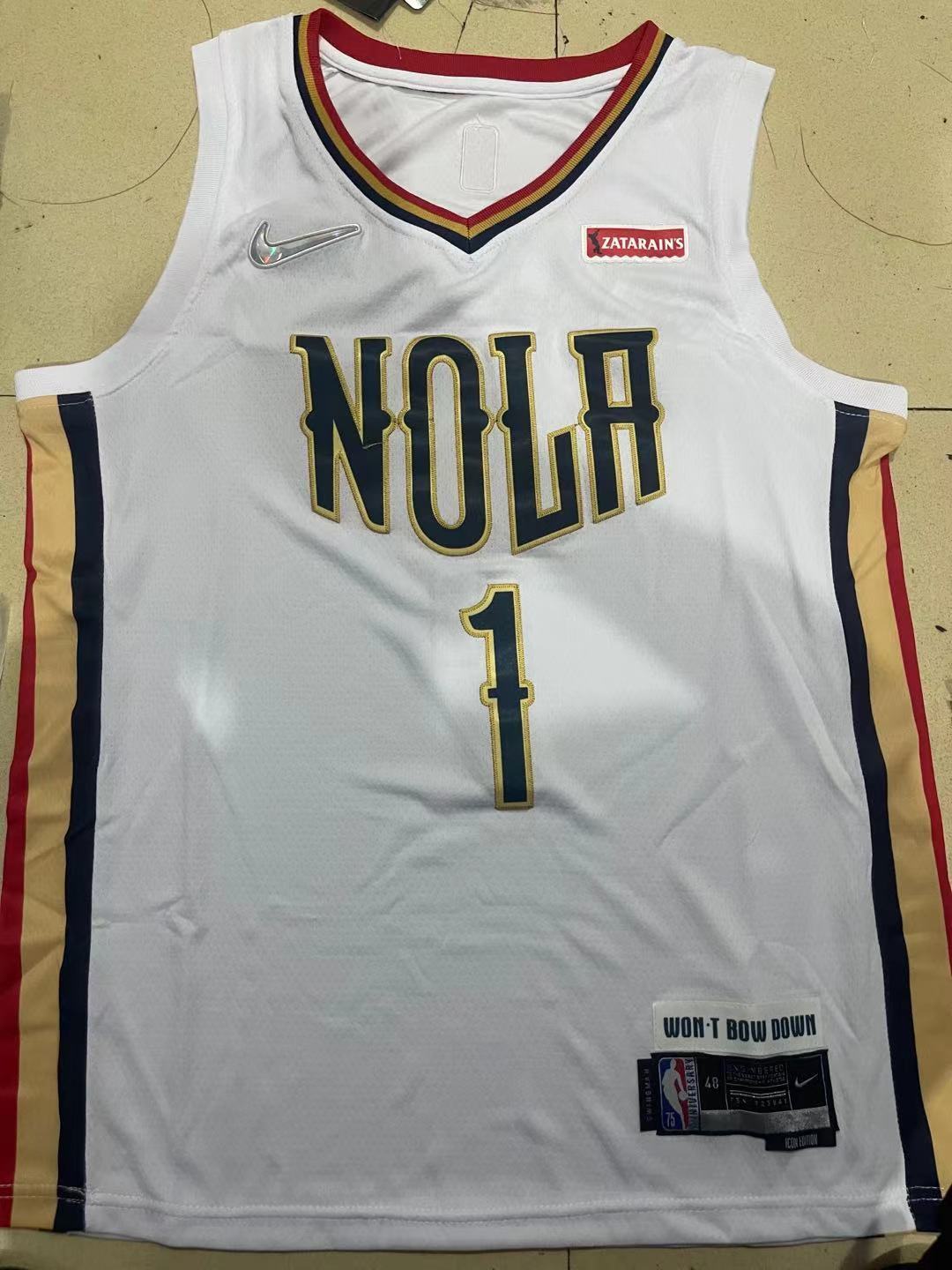 New Orleans Pelicans Zion Williamson #1 Jersey white S-2XL