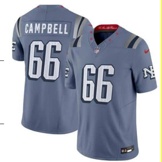 2025 New Season Adult New England Will Campbell  NO.66 Football Jerseys