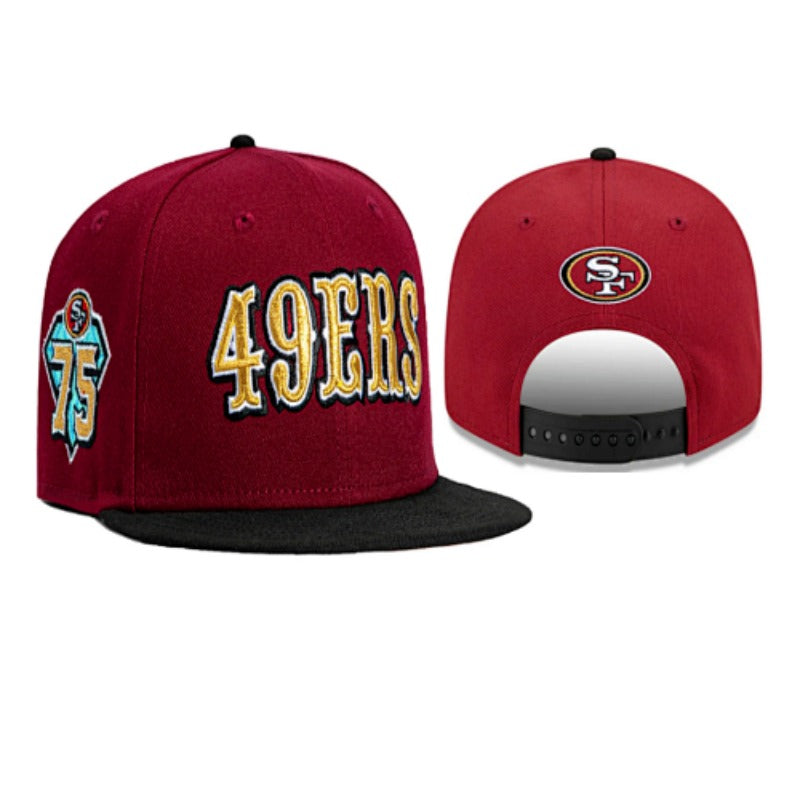 San Francisco 49 Retro Stitched Snapback Hat - Vintage SF Red Gold Adjustable Football Cap Collection