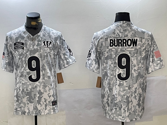 Cincinnati Bengals Joe Burrow NO.9 Salute To Service Football Jerseys