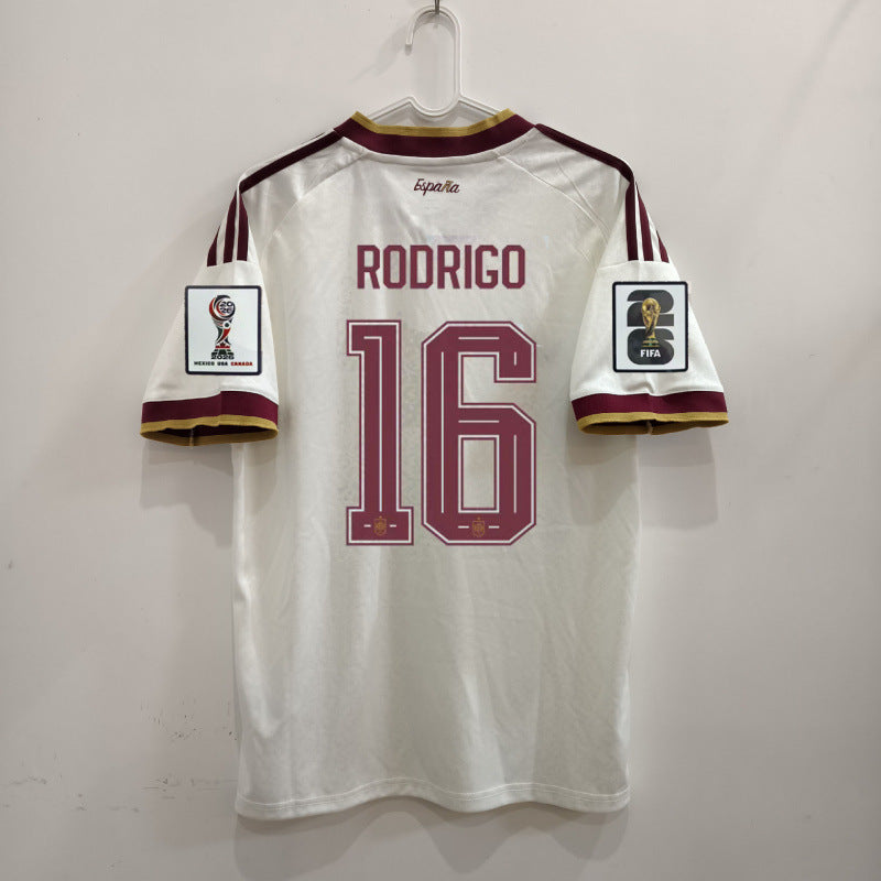 Spain Pale Yellow & Burgundy world cup Soccer Jersey | National Away Fan Match Shirt