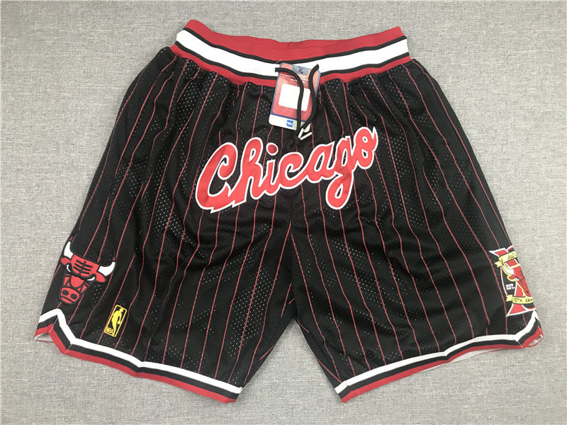 new 10th anniversary black and red stripes Chicago bulls Basketball Shorts mens size s-2xl