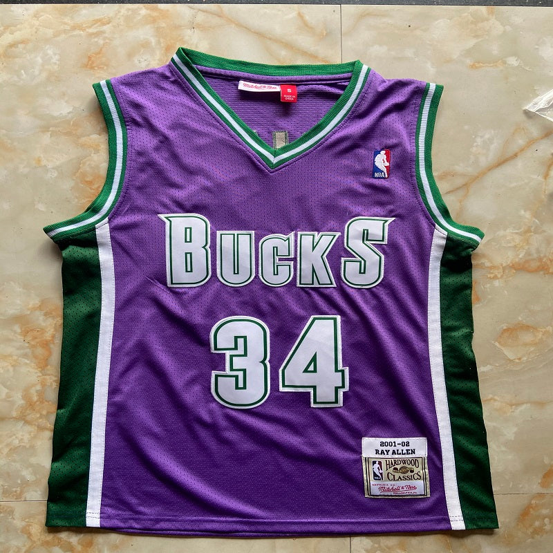 Milwaukee Bucks Ray Allen swingman throwback basketball jerseys S-2XL new version