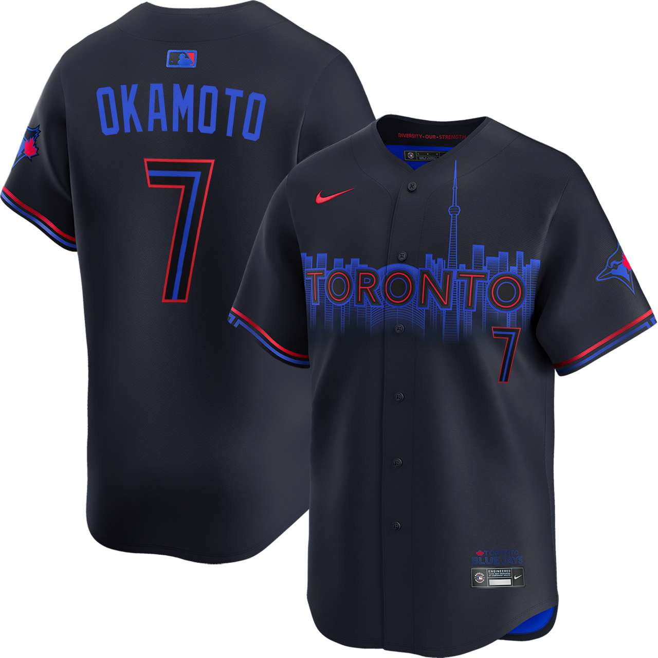 Men/Women/Youth Toronto Blue Jays  Kazuma Okamoto #7 baseball Jerseys city edition dark blue
