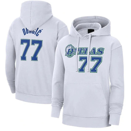 men/women/kids Dallas Mavericks Don?i? NO.77 White Basketball Hoodies