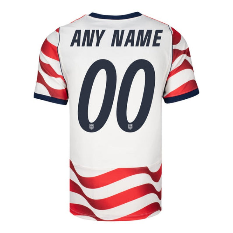 USA National Soccer Short Sleeve Jersey, Unisex Match Day Stripe, Custom Name Number Sport Tee world cup