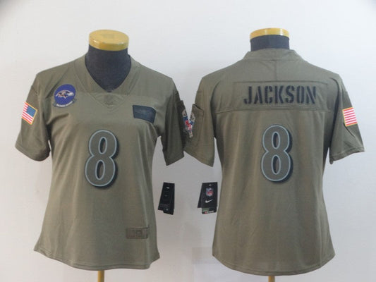 Women's Baltimore Ravens Lamar Jackson NO.8 Football Jerseys