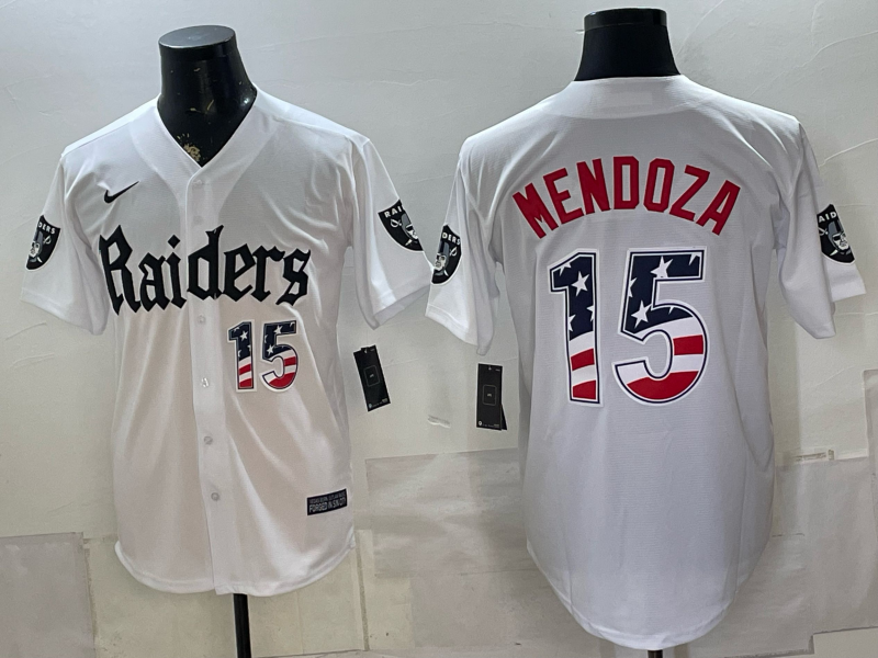 Adult Las Vegas Raiders Fernando Mendoza NO.15 Football Jerseys USA flag version