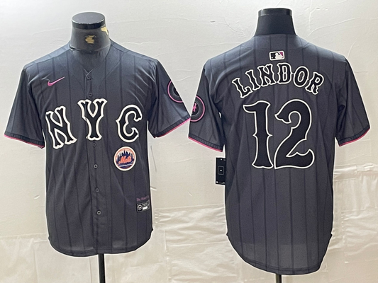 Men/Women/Youth  New York Mets Francisco Lindor #12 baseball Jerseys