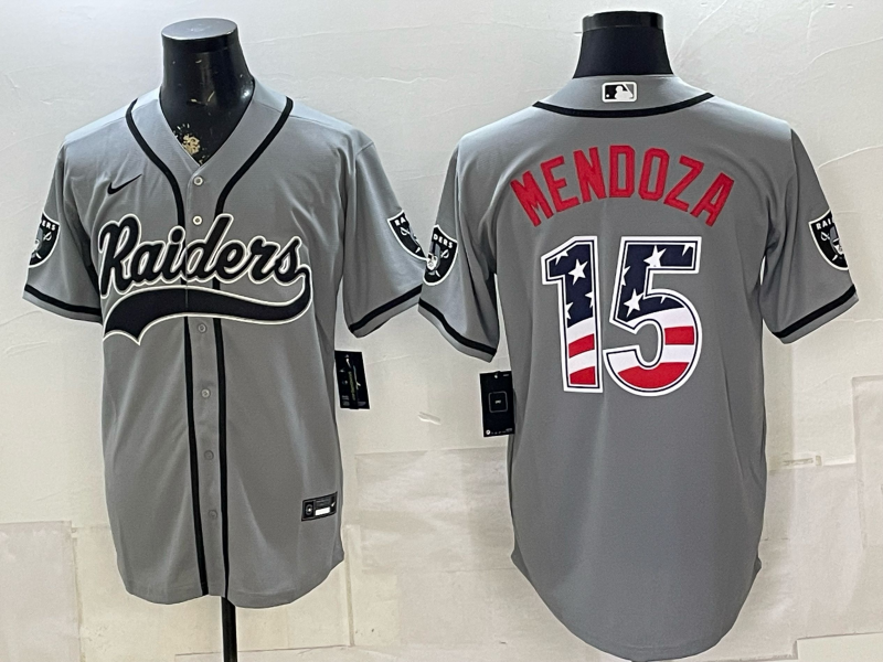 Adult Las Vegas Raiders Fernando Mendoza NO.15 Football Jerseys USA flag version