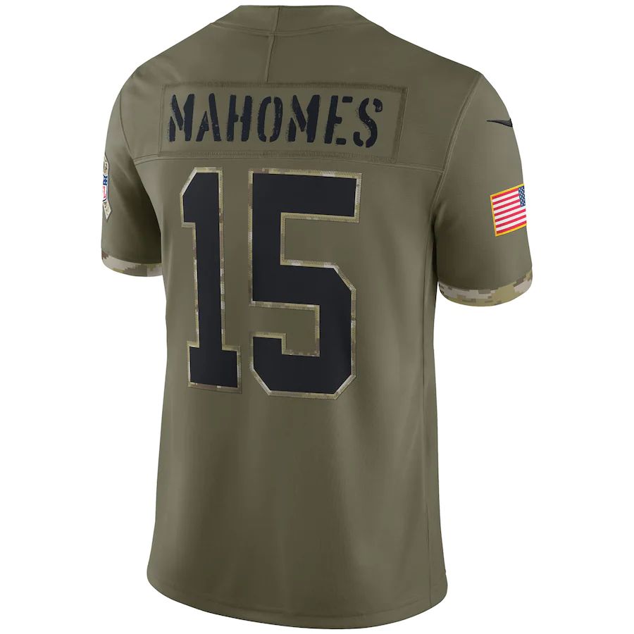 men/women/kids KC.Chiefs #15 Patrick Mahomes Olive 2022 Salute To Service Limited Jersey Stitched American Football Jerseys