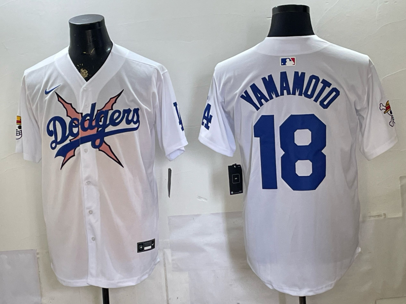 Adult Los Angeles Dodgers Yoshinobu Yamamoto NO.18 baseball Jerseys Lightning version
