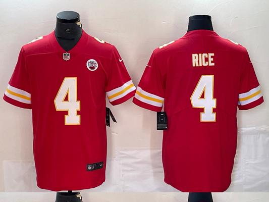 Adult Kansas City Chiefs Rashee Rice NO.4 Football Jerseys