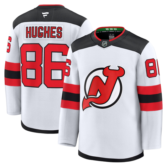 Men's New Jersey Devils Jack Hughes #86 Fanatics White Away Premium Jersey