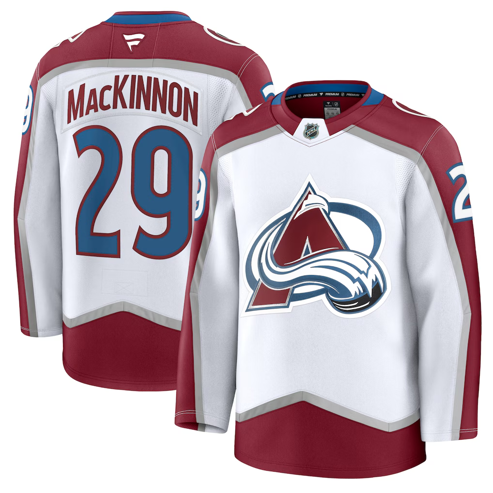 Men's Colorado Avalanche Nathan MacKinnon #29 Fanatics White Away Premium Jersey