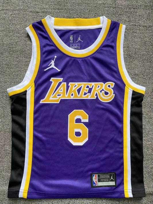Kids Los Angeles Lakers James NO.6 purple Basketball Jersey