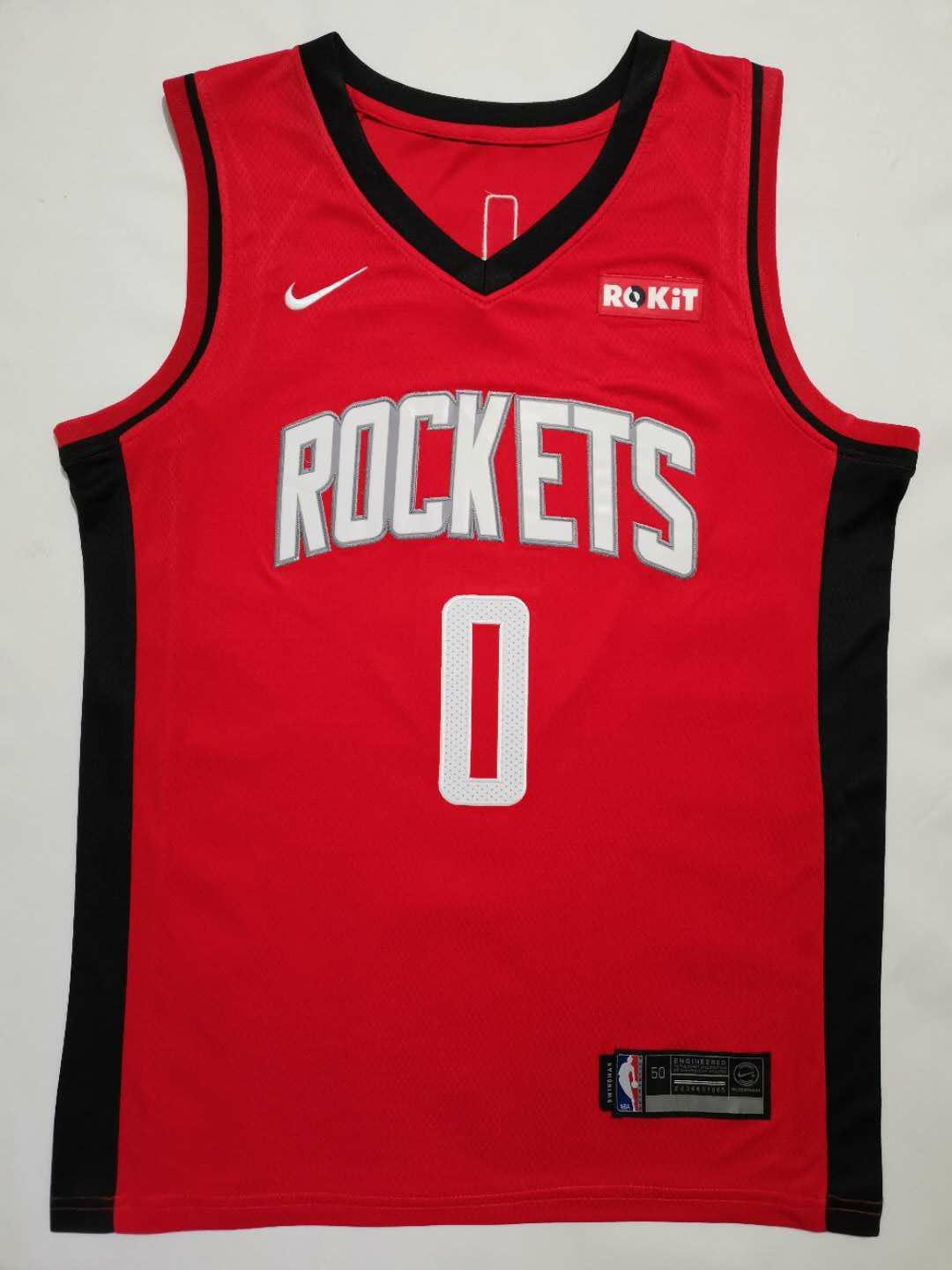 Houston Rockets Russell Westbrook #0 red jersey S-2XL