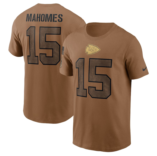 men/women/kids Kansas City Chiefs Patrick Mahomes #15 2023 Salute To Service T-Shirt