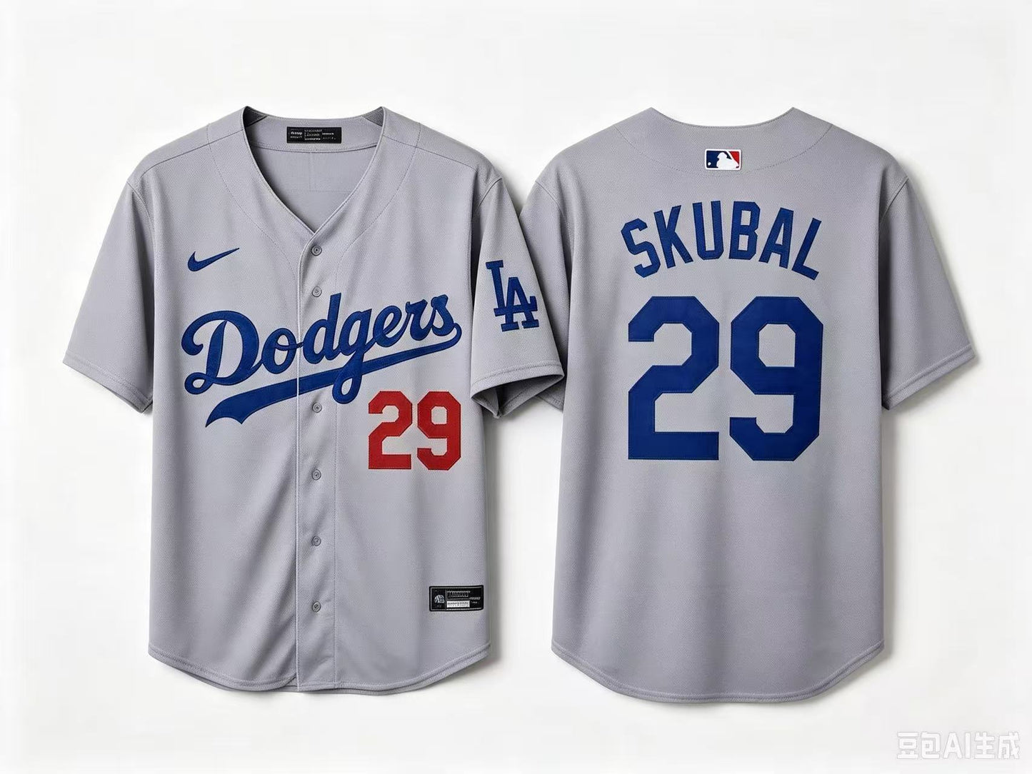 Adult Los Angeles Dodgers Tarik #29 Skubal baseball Jerseys Grey