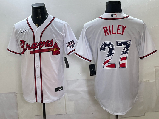 Men/Women/Youth Atlanta Braves Austin Riley #27 baseball Jerseys flag version
