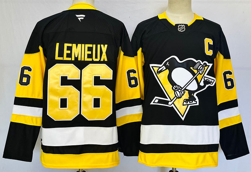Men's Pittsburgh Penguins Mario Lemieux #66 Fanatics Black Jersey