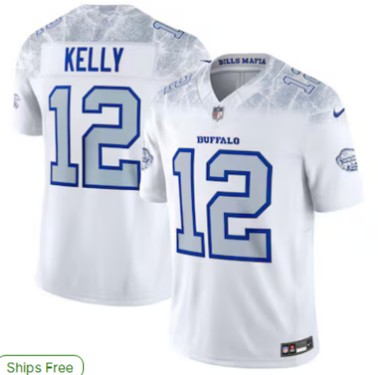 Buffalo Bills - #12 Jim Kelly Jersey - Rugby Style - Stitched