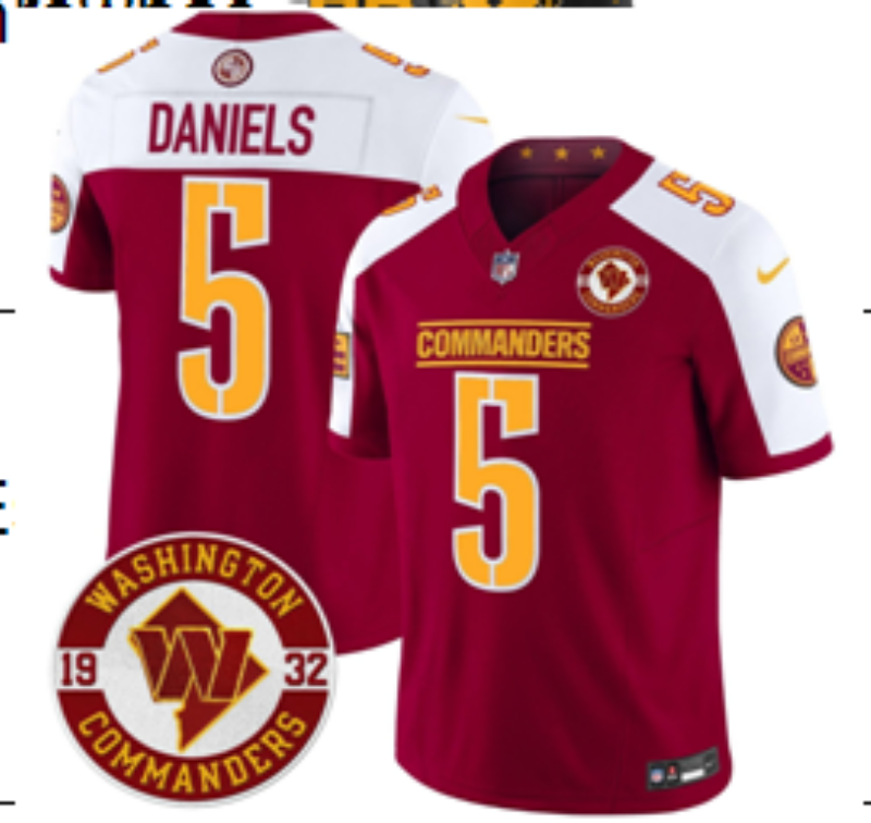 2025 New Season Adult Washington Commanders Jayden Daniels NO.5 Football Jerseys