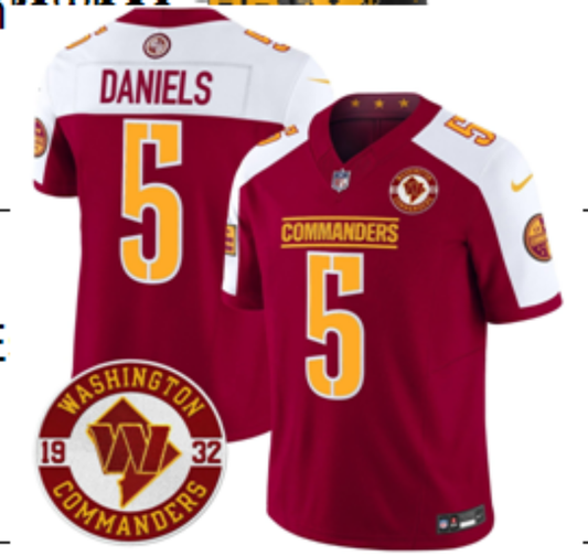 2025 New Season Adult Washington Commanders Jayden Daniels NO.5 Football Jerseys