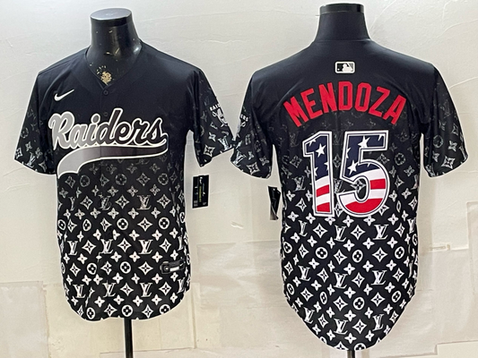 Adult Las Vegas Raiders Fernando Mendoza NO.15 Football Jerseys USA flag version