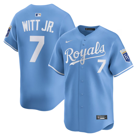 blue Men/Women/Youth Kansas City Royals Bobby Witt Jr.  #7 baseball Jerseys