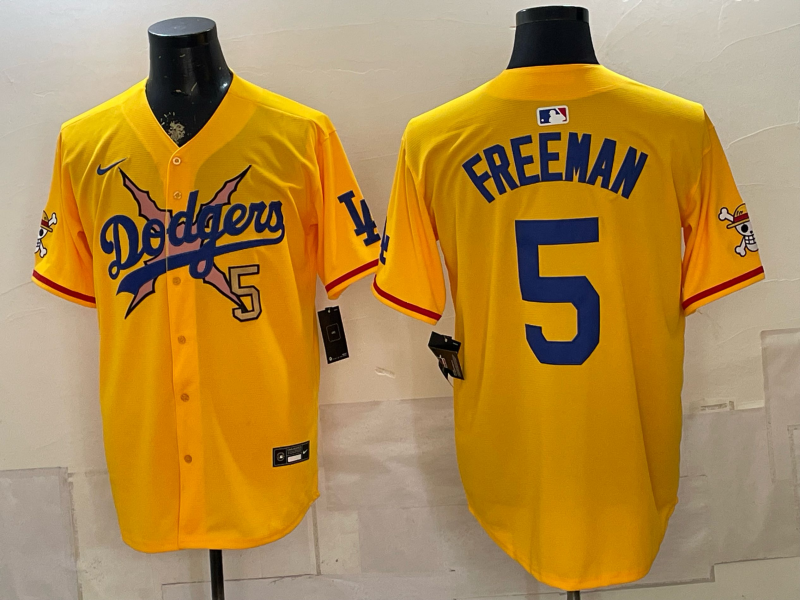 Men/Women/Youth Los Angeles Dodgers Freddie Freeman NO.5 baseball Jerseys yellow