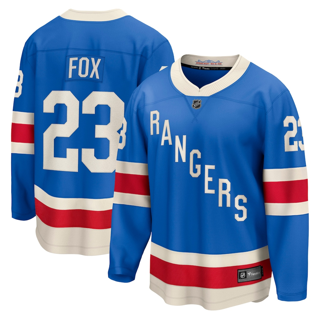 Men's New York Rangers Adam Fox #23 Fanatics Blue Centennial Breakaway Jersey