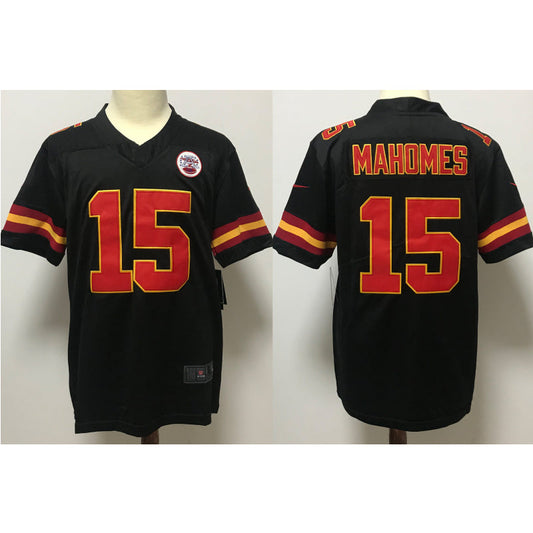 men/women/kids KC.Chiefs Mahomes NO.15 Black Football Jersey